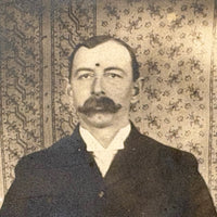 Man with Thick Mustache and Wallpaper (and Third Eye?), Wonderful Antique Mounted Photo