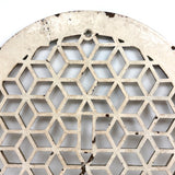 Graphically Satisfying Tumbling Blocks Pattern Glossy White Painted Old Iron Grate