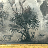 SOLD Charming 19th Century Sandpaper Drawing with Man, Cow and Fantasy Castle, Period Frame