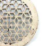 Graphically Satisfying Tumbling Blocks Pattern Glossy White Painted Old Iron Grate