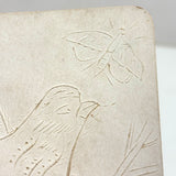 White on White Bird and Butterfly, Unusual Antique Folk Art Raised Cutwork