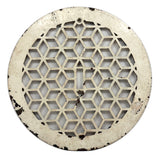 Graphically Satisfying Tumbling Blocks Pattern Glossy White Painted Old Iron Grate
