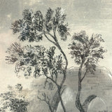 SOLD Charming 19th Century Sandpaper Drawing with Man, Cow and Fantasy Castle, Period Frame