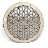Graphically Satisfying Tumbling Blocks Pattern Glossy White Painted Old Iron Grate