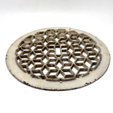 Graphically Satisfying Tumbling Blocks Pattern Glossy White Painted Old Iron Grate