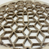 Graphically Satisfying Tumbling Blocks Pattern Glossy White Painted Old Iron Grate