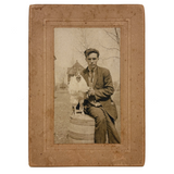 John and His Rooster Sam, Very Sweet Old Mounted Snapshot