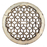 Graphically Satisfying Tumbling Blocks Pattern Glossy White Painted Old Iron Grate