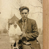 John and His Rooster Sam, Very Sweet Old Mounted Snapshot