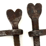 Last of the Heart Quilting Clamps, 19th Century Hand-forged, SOLD INDIVIDUALLY