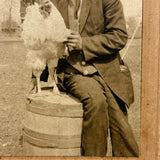 John and His Rooster Sam, Very Sweet Old Mounted Snapshot