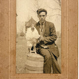 John and His Rooster Sam, Very Sweet Old Mounted Snapshot