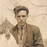 John and His Rooster Sam, Very Sweet Old Mounted Snapshot