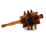 Especially Intricate Earlier 20th Century Three Tone Folk Art Whimsy Rattle with Heart Finial