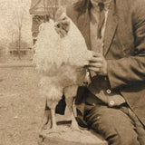John and His Rooster Sam, Very Sweet Old Mounted Snapshot