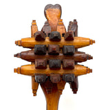 Especially Intricate Earlier 20th Century Three Tone Folk Art Whimsy Rattle with Heart Finial