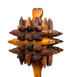Especially Intricate Earlier 20th Century Three Tone Folk Art Whimsy Rattle with Heart Finial