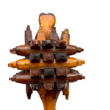 Especially Intricate Earlier 20th Century Three Tone Folk Art Whimsy Rattle with Heart Finial