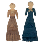 Marvelous Pair of Antique Paper Dolls with Hand-drawn Faces and Crepe Paper Dresses