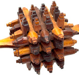 Especially Intricate Earlier 20th Century Three Tone Folk Art Whimsy Rattle with Heart Finial
