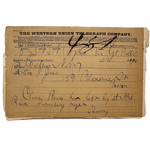 Clara Broke Her Left Leg at the Rink Saturday Night, 1884 Western Union Telegram