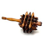 Especially Intricate Earlier 20th Century Three Tone Folk Art Whimsy Rattle with Heart Finial