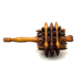 Especially Intricate Earlier 20th Century Three Tone Folk Art Whimsy Rattle with Heart Finial