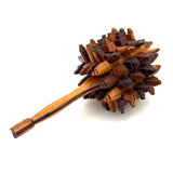 Especially Intricate Earlier 20th Century Three Tone Folk Art Whimsy Rattle with Heart Finial