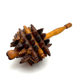 Especially Intricate Earlier 20th Century Three Tone Folk Art Whimsy Rattle with Heart Finial