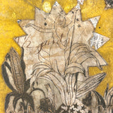 c. 1840s American Wallpaper Band Box with Decoupage in Glorious Yellow and Blue