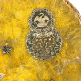 c. 1840s American Wallpaper Band Box with Decoupage in Glorious Yellow and Blue