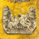 c. 1840s American Wallpaper Band Box with Decoupage in Glorious Yellow and Blue