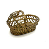 Lovely and Unusual Old Gold Painted Miniature Basketry Basinet with Wooden Bottom