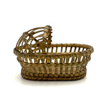 Lovely and Unusual Old Gold Painted Miniature Basketry Basinet with Wooden Bottom