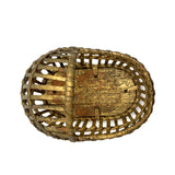 Lovely and Unusual Old Gold Painted Miniature Basketry Basinet with Wooden Bottom