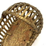 Lovely and Unusual Old Gold Painted Miniature Basketry Basinet with Wooden Bottom