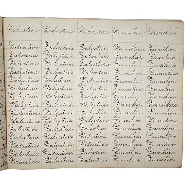 Valentine, Vermilion, Yearning, Yawning--John Brenneman's Very Nice 1874 Penmanship Notebook