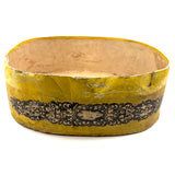 c. 1840s American Wallpaper Band Box with Decoupage in Glorious Yellow and Blue