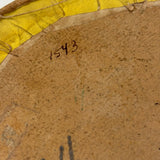 c. 1840s American Wallpaper Band Box with Decoupage in Glorious Yellow and Blue