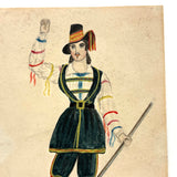 Miss Taylor as Jose Speckhaber Wearing Rainbow Ribbons, Charles Schoettel Attributed c. 1840s Watercolor Portrait