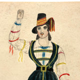 Miss Taylor as Jose Speckhaber Wearing Rainbow Ribbons, Charles Schoettel Attributed c. 1840s Watercolor Portrait