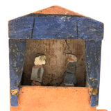 Wonderful Little Folk Art Stage With Two Moving Figures