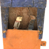 Wonderful Little Folk Art Stage With Two Moving Figures