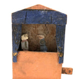 Wonderful Little Folk Art Stage With Two Moving Figures