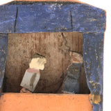Wonderful Little Folk Art Stage With Two Moving Figures