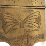 Modern Prophecy, Early 19th C. Engraved Brass Snuff Box with Imagined Flying Machine