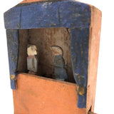 Wonderful Little Folk Art Stage With Two Moving Figures
