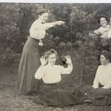 In Advance of an Inked Spider, Early 20th Century Fun-Making Paper Print Snapshot