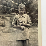 Ernest Young Man Tenderly Holding Chicken, c. 1940s-50s Snapshot