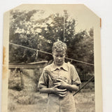 Ernest Young Man Tenderly Holding Chicken, c. 1940s-50s Snapshot